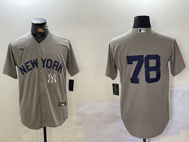 Men New York Yankees #78 No Name Grey Game 2024 Nike MLB Jersey style 4->houston texans->NFL Jersey